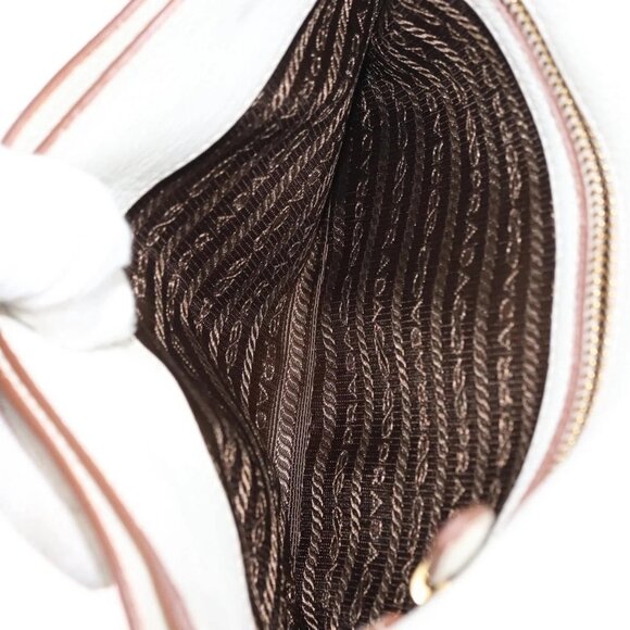 PRADA Shoulder Bag Leather White Gold Auth ep11182 - Picture 10 of 16